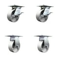 thumbnail image 1 of 5 Inch Semi Steel Caster Set with Ball Bearing 2 Brakes and 2 Rigid SCC, 1 of 2