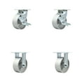 thumbnail image 1 of 5 Inch Semi Steel Caster Set with Roller Bearings 2 Brake 2 Rigid Service Caster, 1 of 2