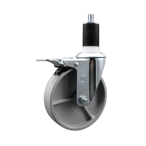 5 Inch Semi Steel Swivel 1-1/2 Inch Expanding Stem Caster Total Lock Brake SCC