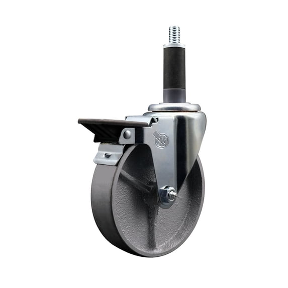 5 Inch Semi Steel Swivel 1 Inch Expanding Stem Caster with Brake SCC