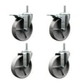 thumbnail image 1 of 5 Inch Semi Steel Swivel 3/4 Inch Threaded Stem Caster Set 2 Total Lock Brakes, 1 of 2