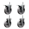 thumbnail image 1 of 5 Inch Semi Steel Swivel 5/8 Inch Threaded Stem Caster Set 2 Total Lock Brakes, 1 of 2