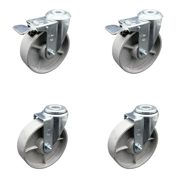 5 Inch Semi Steel Swivel Bolt Hole Caster Set with 2 Total Lock Brake SCC