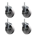 thumbnail image 1 of 5 Inch Semi Steel Wheel Swivel 3/4 Inch Threaded Stem Caster Set with Brake SCC, 1 of 2