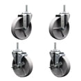 thumbnail image 1 of 5 Inch Semi Steel Wheel Swivel 5/8 Inch Threaded Stem Caster Set 2 Brakes SCC, 1 of 2