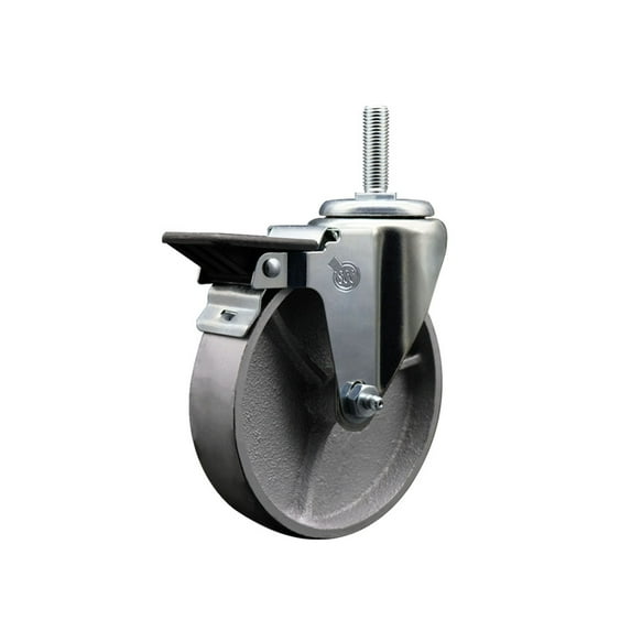 5 Inch Semi Steel Wheel Swivel 5/8 Inch Threaded Stem Caster with Brake SCC
