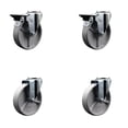 thumbnail image 1 of 5 Inch Semi Steel Wheel Swivel Bolt Hole Caster Set with 2 Posi Lock Brakes SCC, 1 of 2