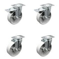 thumbnail image 1 of 5 Inch Semi Steel Wheel Swivel Top Plate Caster Set 2 Total Lock Brakes SCC, 1 of 2