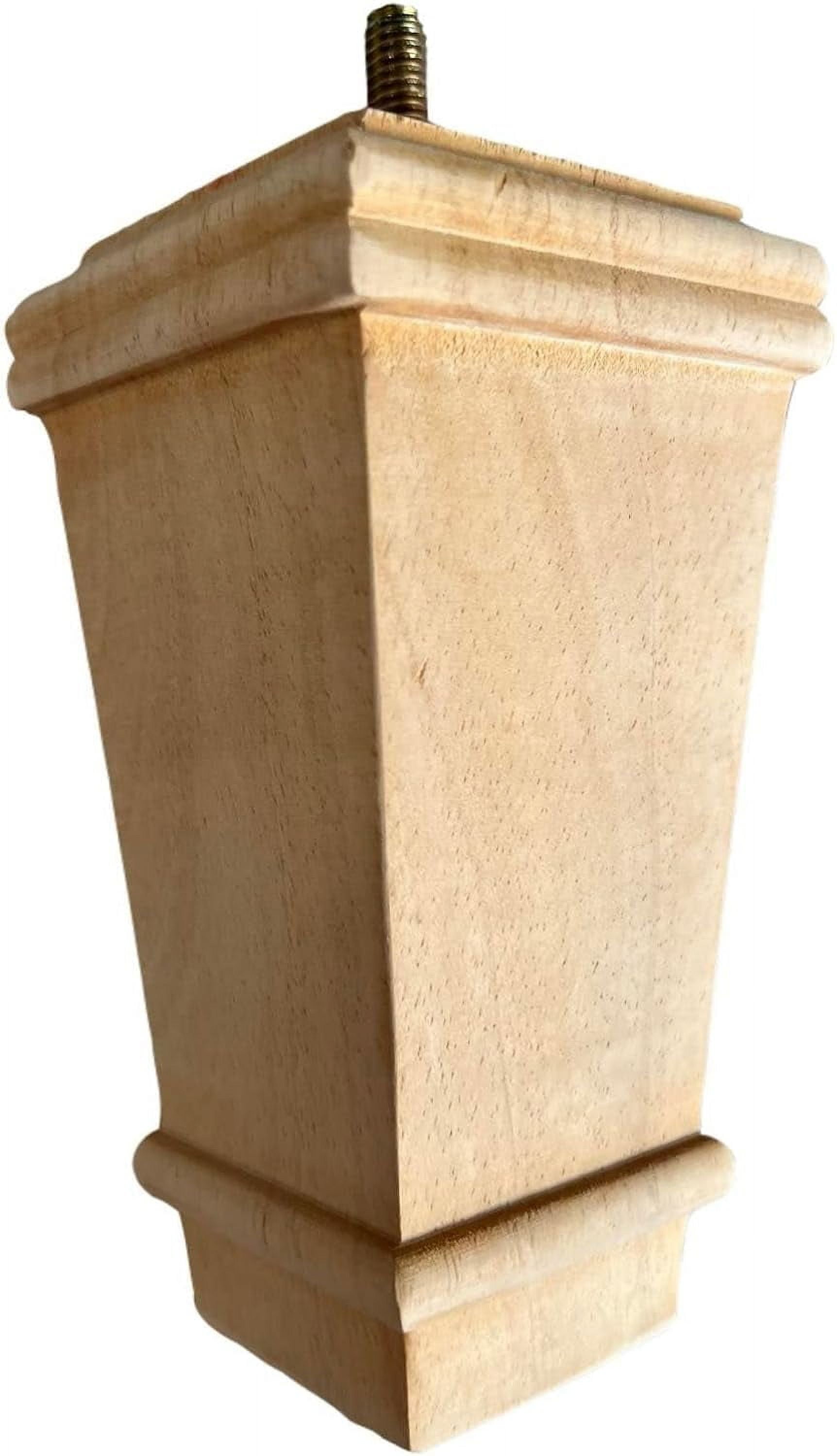 5 Inch, Set Of 4, Hardwood Unfinished Legs, Wood Furniture Legs For