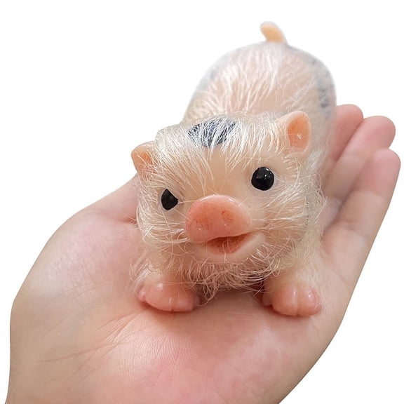 5 Inch Simulation Soft Silicone Black Spot Pig Doll Toy Body Hairy Piglet Doll Kids Toy