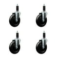 thumbnail image 1 of 5 Inch Soft Rubber Swivel 1-1/8 Inch Expanding Stem Caster Set with Brake SCC, 1 of 2