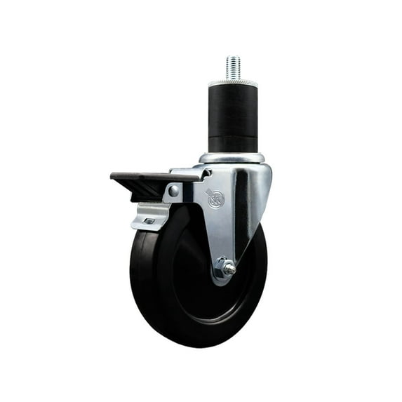 5 Inch Soft Rubber Swivel 1-3/4 Inch Expanding Stem Caster with Brake SCC