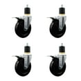 thumbnail image 1 of 5 Inch Soft Rubber Swivel 1-7/8 Inch Expanding Stem Caster Set Total Lock Brake, 1 of 2