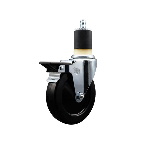 5 Inch Soft Rubber Swivel 1-7/8 Inch Expanding Stem Caster with Brake SCC