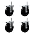 thumbnail image 1 of 5 Inch Soft Rubber Swivel 5/8 Inch Threaded Stem Caster Set Total Lock Brake, 1 of 2