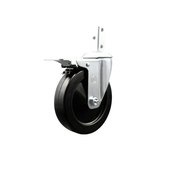 5 Inch Soft Rubber Swivel 7/8 Inch Square Stem Caster with Total Lock Brake SCC