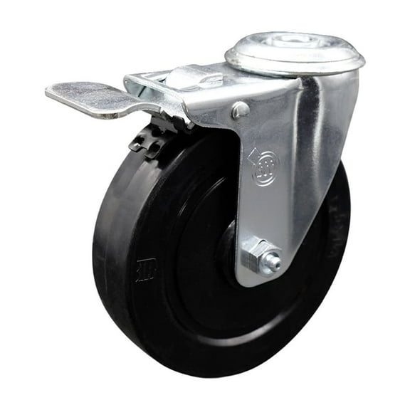 5 Inch Soft Rubber Wheel Bolt Hole Caster with Total Lock Brake Service Caster