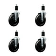 thumbnail image 1 of 5 Inch Soft Rubber Wheel Swivel 1-1/2 Inch Expanding Stem Caster Set SCC, 1 of 2