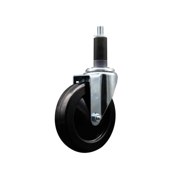 5 Inch Soft Rubber Wheel Swivel 1-1/8 Inch Expanding Stem Caster SCC