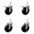 thumbnail image 1 of 5 Inch Soft Rubber Wheel Swivel 10mm Stem Caster Set 2 Total Lock Brake SCC, 1 of 2