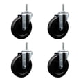 thumbnail image 1 of 5 Inch Soft Rubber Wheel Swivel 3/4 Inch Threaded Stem Caster Set Service Caster, 1 of 2