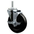 thumbnail image 1 of 5 Inch Soft Rubber Wheel Swivel 3/4 Inch Threaded Stem Caster with Brake SCC, 1 of 2