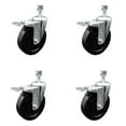 thumbnail image 1 of 5 Inch Soft Rubber Wheel Swivel 3/8 Inch Stem Caster Set with Total Lock Brake, 1 of 2