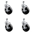 thumbnail image 1 of 5 Inch Soft Rubber Wheel Swivel 3/8 Inch Threaded Stem Caster Set with Brake SCC, 1 of 2