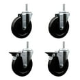 thumbnail image 1 of 5 Inch Soft Rubber Wheel Swivel 5/8 Inch Threaded Stem Caster Set 2 Brakes SCC, 1 of 2