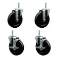thumbnail image 1 of 5 Inch Soft Rubber Wheel Swivel 5/8 Inch Threaded Stem Caster Set 2 Brakes SCC, 1 of 2