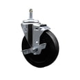 thumbnail image 1 of 5 Inch Soft Rubber Wheel Swivel 7/16 Inch Grip Ring Stem Caster with Brake SCC, 1 of 2