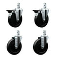 thumbnail image 1 of 5 Inch Soft Rubber Wheel Swivel 7/8 Inch Square Stem Caster Set 2 Brakes SCC, 1 of 2