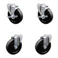 thumbnail image 1 of 5 Inch Soft Rubber Wheel Swivel Bolt Hole Caster Set with 2 Brake Service Caster, 1 of 2
