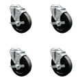 thumbnail image 1 of 5 Inch Soft Rubber Wheel Swivel Bolt Hole Caster Set with Brake Service Caster, 1 of 2