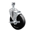 thumbnail image 1 of 5 Inch Soft Rubber Wheel Swivel ½ Inch Threaded Stem Caster with Brake SCC, 1 of 2