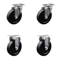thumbnail image 1 of 5 Inch Soft Rubber Wheel Swivel Top Plate Caster Set with 2 Rigid Service Caster, 1 of 2