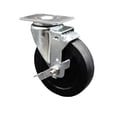 thumbnail image 1 of 5 Inch Soft Rubber Wheel Swivel Top Plate Caster with Brake Service Caster Brand, 1 of 2