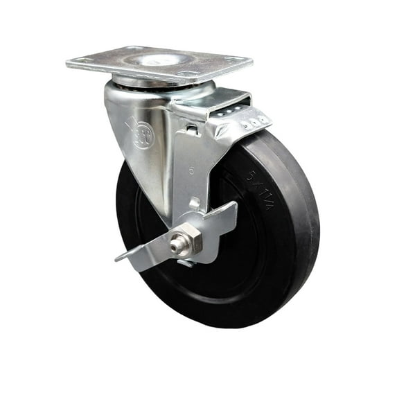5 Inch Soft Rubber Wheel Swivel Top Plate Caster with Brake Service Caster Brand