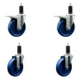thumbnail image 1 of 5 Inch Solid Poly Swivel 1-1/4 Inch Expanding Stem Caster Set 2 Total Lock Brake, 1 of 2