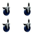 thumbnail image 1 of 5 Inch Solid Poly Swivel 1-1/8 Inch Expanding Stem Caster Set with Brake SCC, 1 of 2