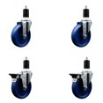 thumbnail image 1 of 5 Inch Solid Poly Wheel Swivel 1-1/2 Inch Expanding Stem Caster Set 2 Brakes SCC, 1 of 2