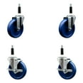 thumbnail image 1 of 5 Inch Solid Poly Wheel Swivel 7/8 Inch Expanding Stem Caster Set 2 Brakes SCC, 1 of 2
