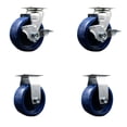 thumbnail image 1 of 5 Inch Solid Polyurethane Caster Set with Ball Bearings 2 Brakes 2 Rigid, 1 of 2