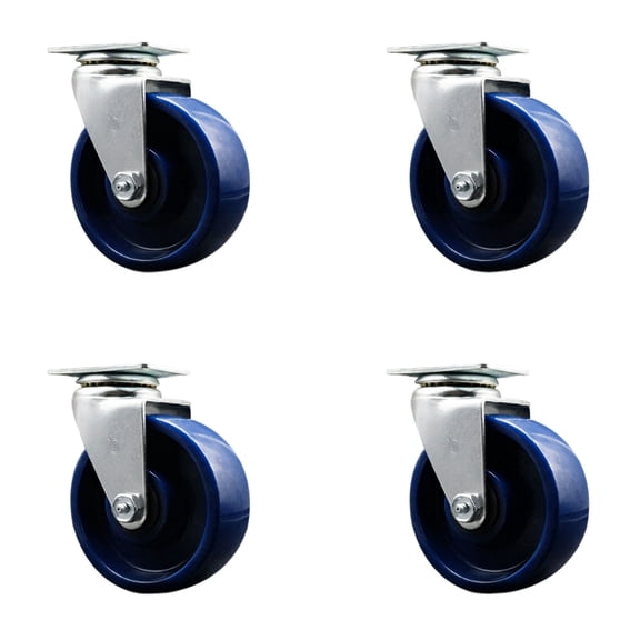 5 Inch Solid Polyurethane Wheel Swivel Caster Set with Roller Bearings SCC