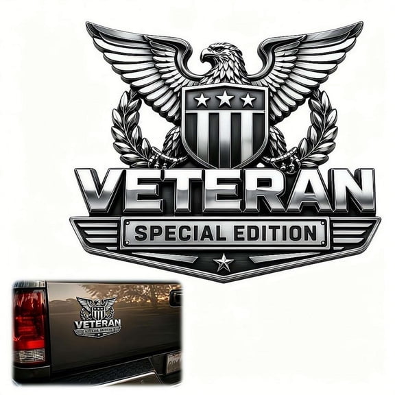 5 Inch Special Edition 3D Chro-me Metal Emblem, Patriotic Stylized Wing Pattern Badge Sticker for Truck SUV Motorcycle Toolbox Garage Wall Decor