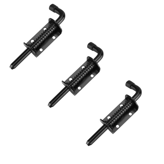 5 Inch Spring Load Gate Barrel Pin, Durable Solid Steel for Doors Wood Metal Gate, Heavy Duty Spring Load Barrel Pin Door Lock for Cabinet, Trailer, Equipment (Black)
