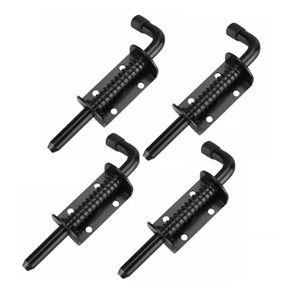 5 Inch Spring Loaded Barrel Bolt Latch Pin, Heavy Duty Steel Sliding Door Lock, Auto Rebound Security Latch for Gate, Shed, Barn, Garage (2 Pack / 4 Pack, No Screws)