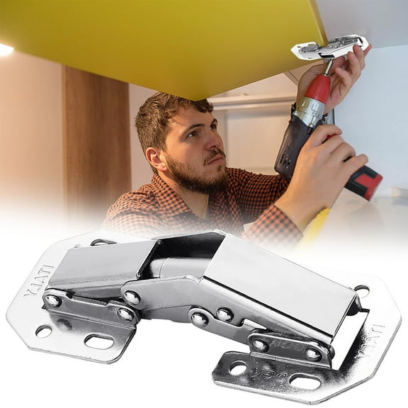 5 Inch Stainless Steel Cabinet Door Hinges, Non-Slotted Drill-Free Installation, Cushioned Damping Hinges with Screws, Thickened Type for Wood Cabinets