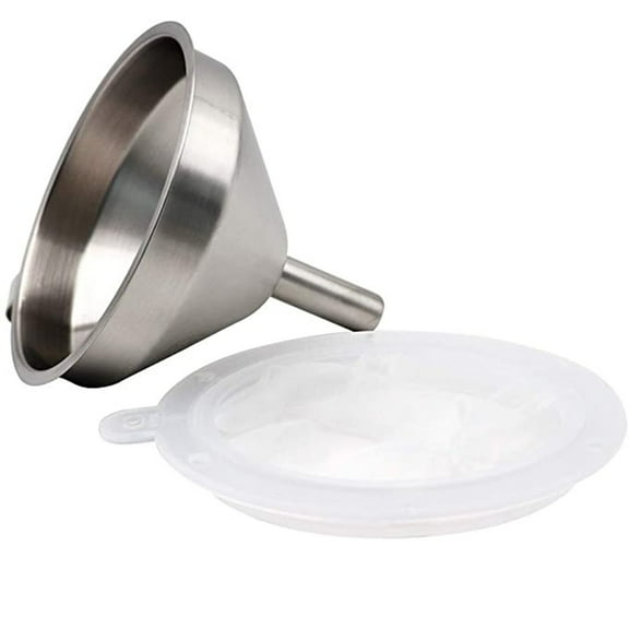 5 Inch Stainless Steel Funnel with Strainer and 100 Fine Mesh Filter, Food Grade Metal Funnel, Cooking Oil Filter, Oil Strainer for Deep Fryer, Milk Strainer, Funnels for Kitchen Use Filling Bottles