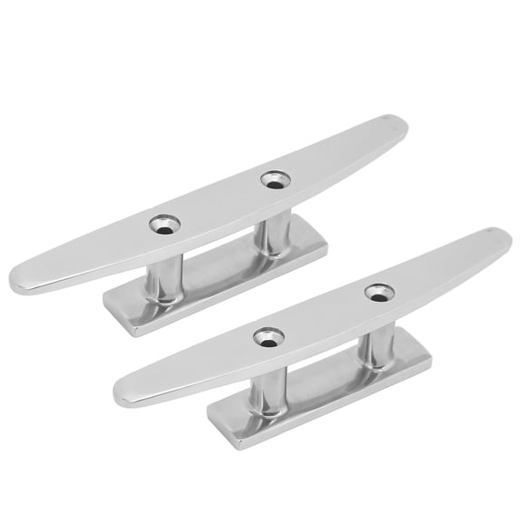 5 Inch Stainless Steel Open Base Boat Cleat - Marine Grade Dock Hardware for Boat, Yacht, Kayak, Jet Ski (2 Pack)